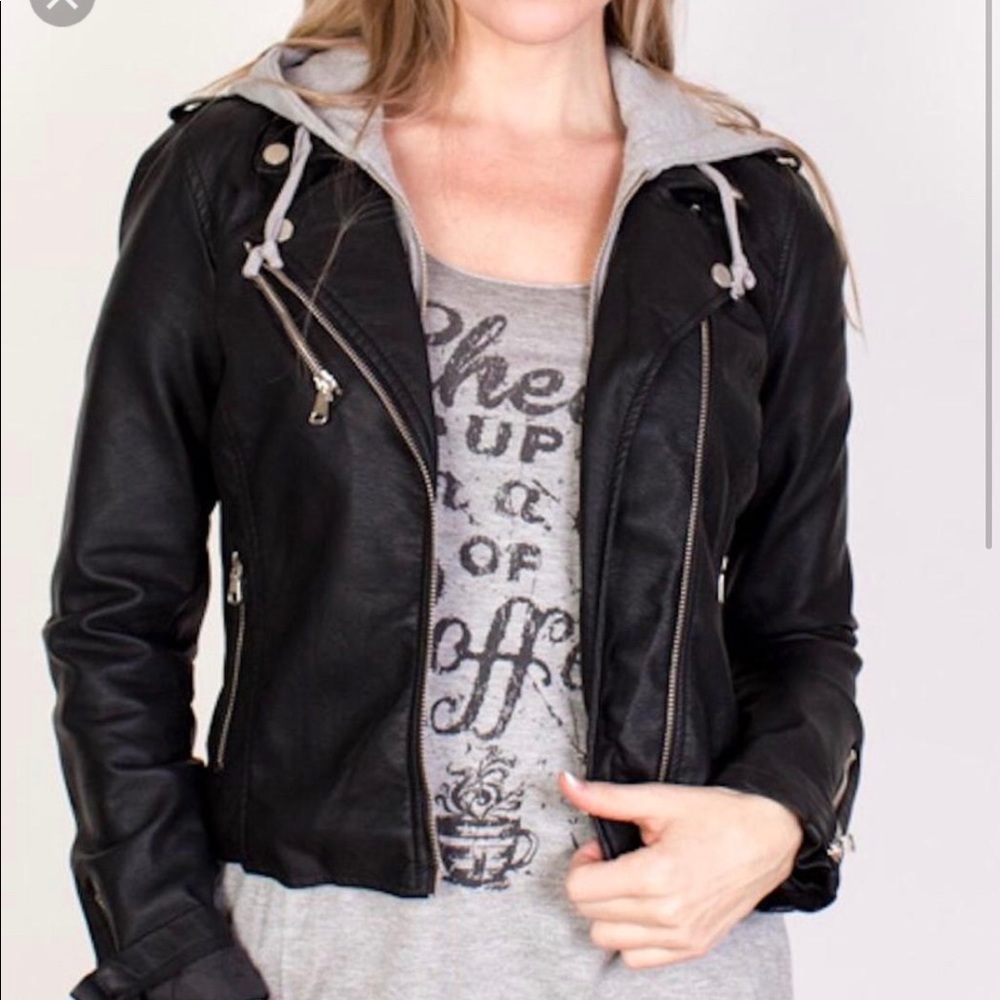 Thread & Supply Leather Hooded Jacket